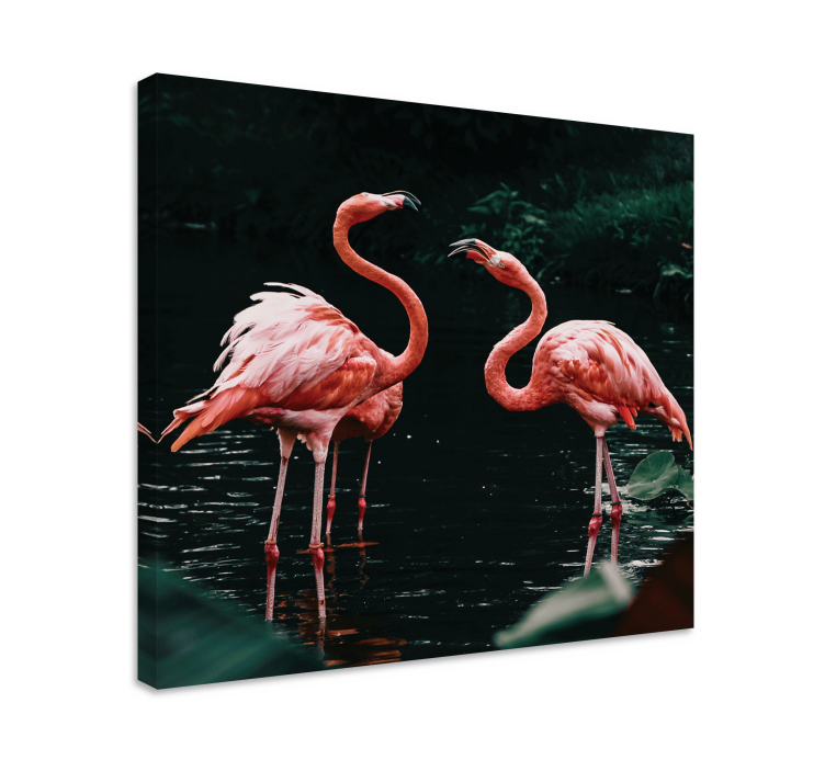 Kanvas fåglar flamingos vid skymning - Tenstickers