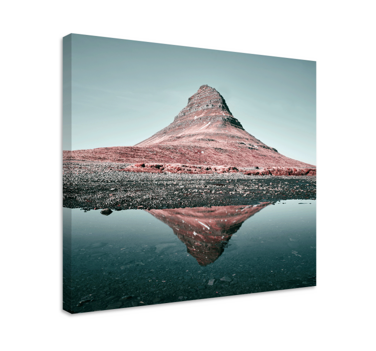 Kanvas landskap kirkjufell bergreflektion - Tenstickers