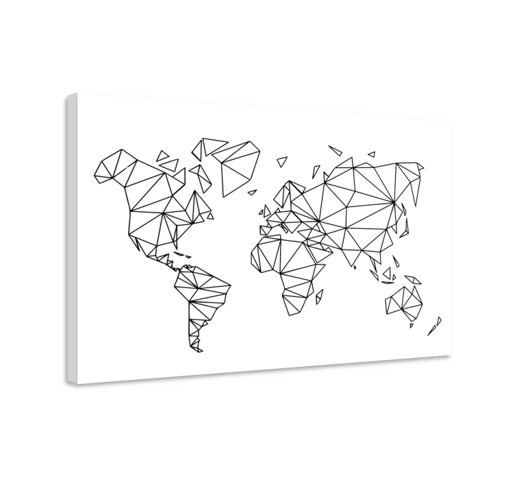 Kanvas världskarta geometrisk universumkontur - Tenstickers