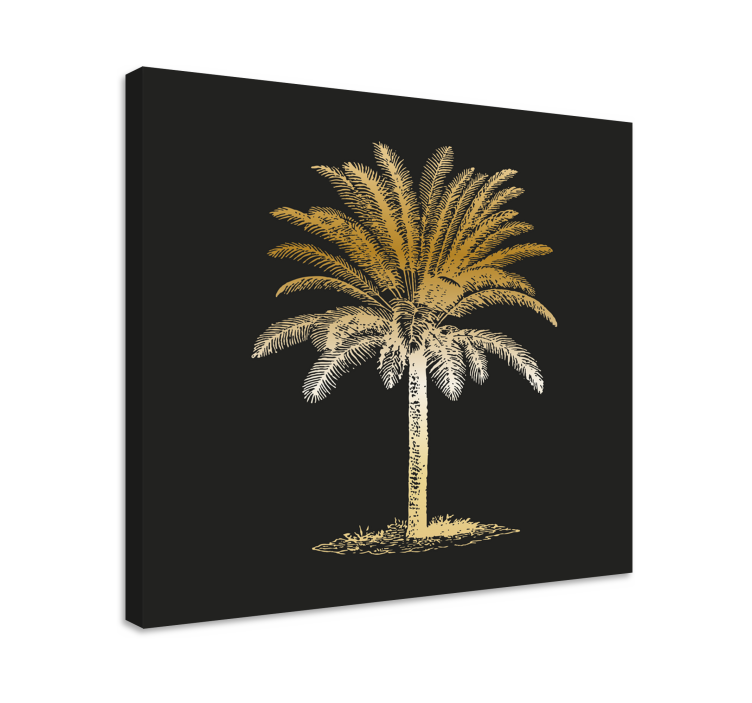 Guld palm träd canvas canvas tavla för matsal - Tenstickers