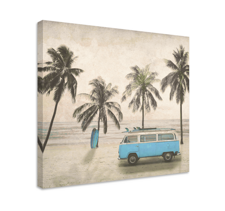 Personlig kanvas vintage surf van - Tenstickers