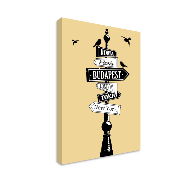 Kanvas städer och länder vägskyltar - Tenstickers
