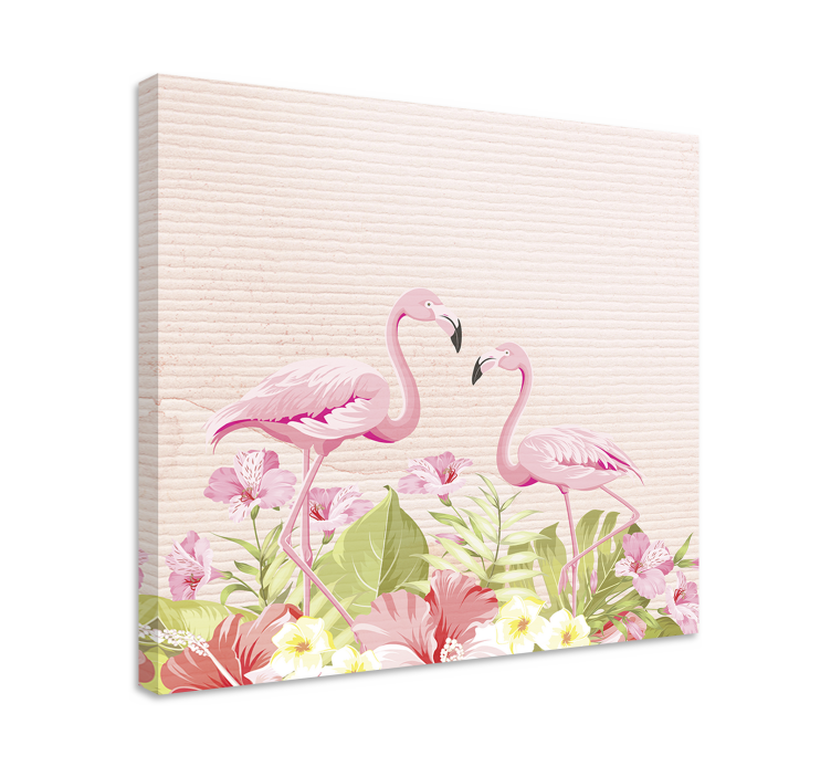 Kanvas blommor och växter flamingos bland blommor - Tenstickers