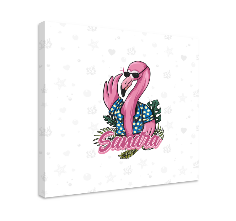 Flamingo i solglasögon med namn canvas - Tenstickers