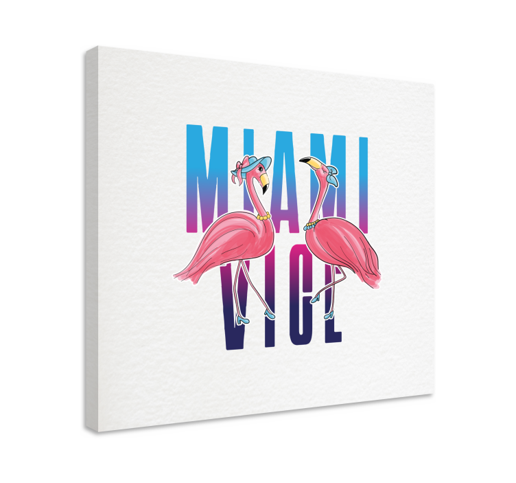 Miami vice flamingo design djur kanfas tryck - Tenstickers