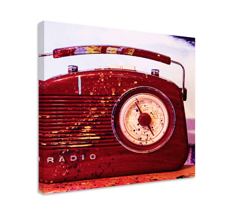 Röd vintage radio retrocanvas tavla konst - Tenstickers