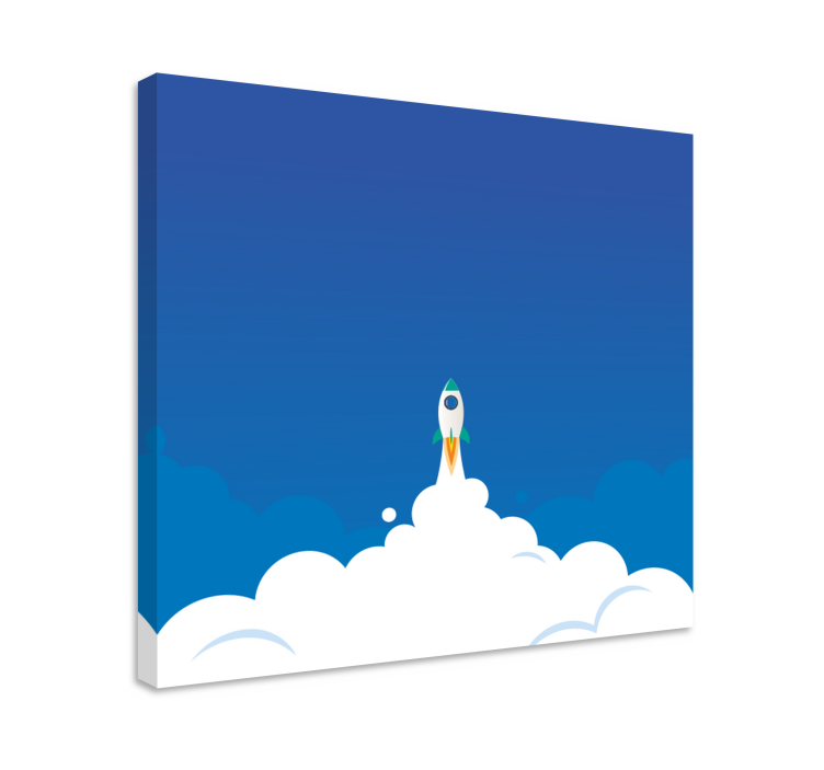 Tecknad lansering raket utrymme plantskolacanvas tavla - Tenstickers