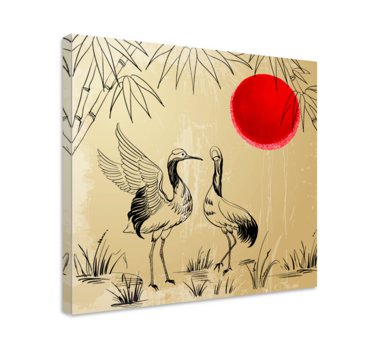 Kanvas mandala tranor och sol - Tenstickers