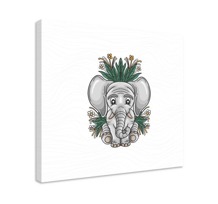 Lekfull elefantdesign Kanvas elefant - Tenstickers