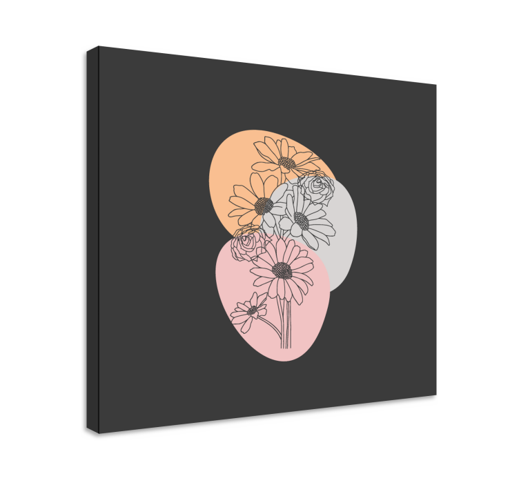 Kanvas blommor och växter med abstrakta former - Tenstickers