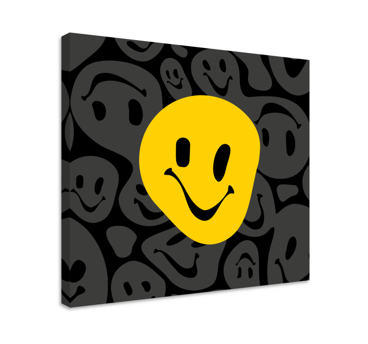 Andra kanvas glad smiley ansikte - Tenstickers