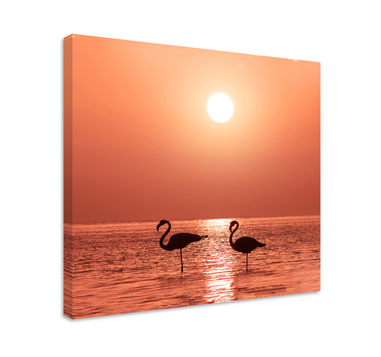 Fin flamingo med solnedgångcanvas tavla bilder konst - Tenstickers