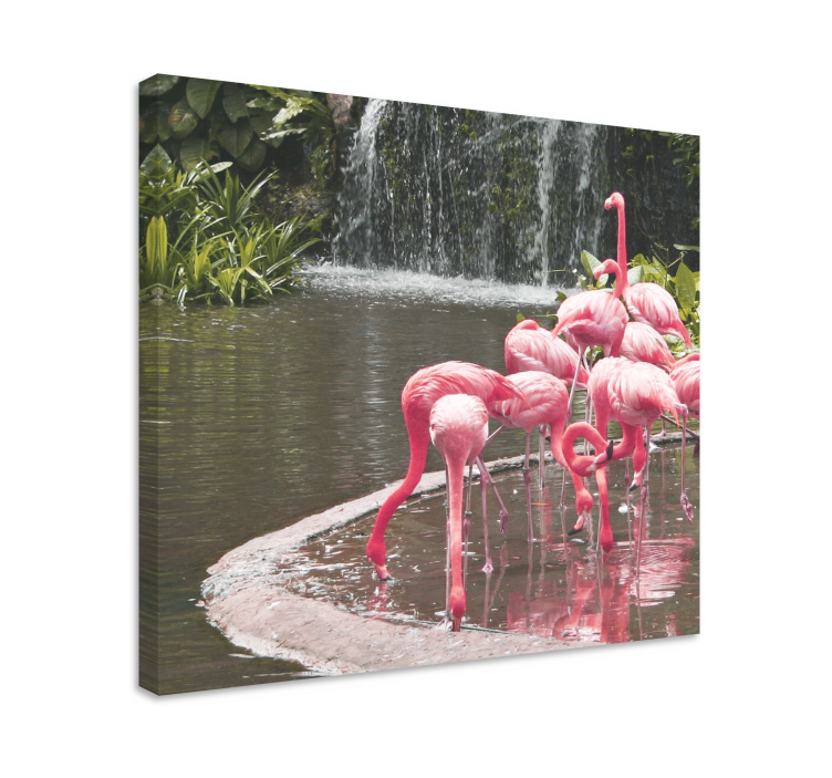 Trevligt landskap rosa flamingos köksduk - Tenstickers