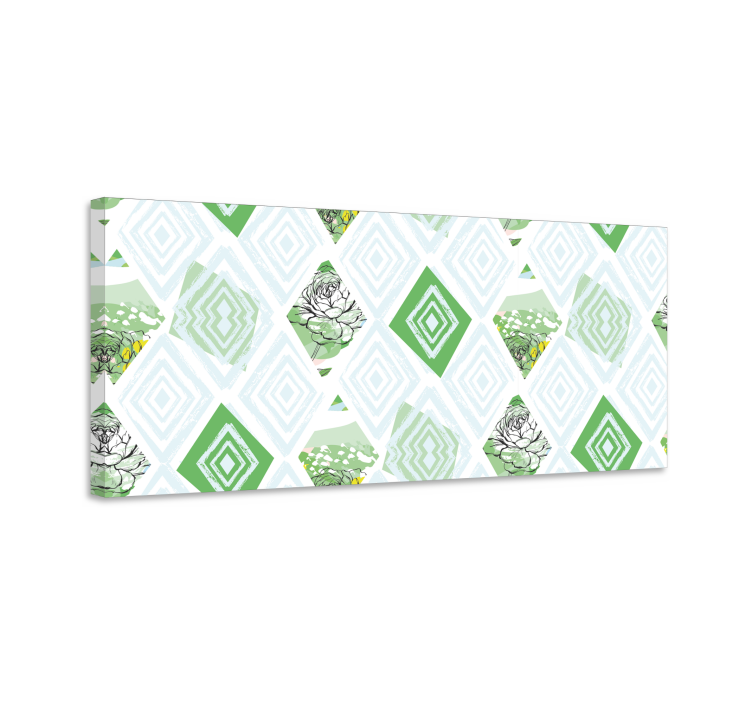 Kanvas blommor och växter geometriskt saftig mönster - Tenstickers