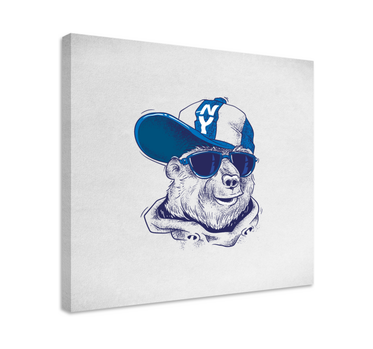 Kanvas djur cool björnstil - Tenstickers