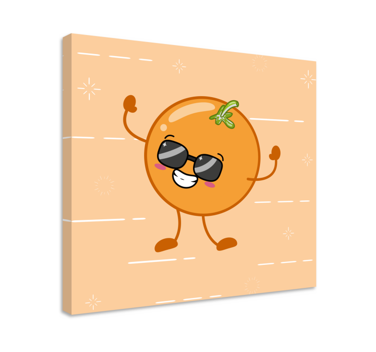Kanvas frukter glad orange figur - Tenstickers