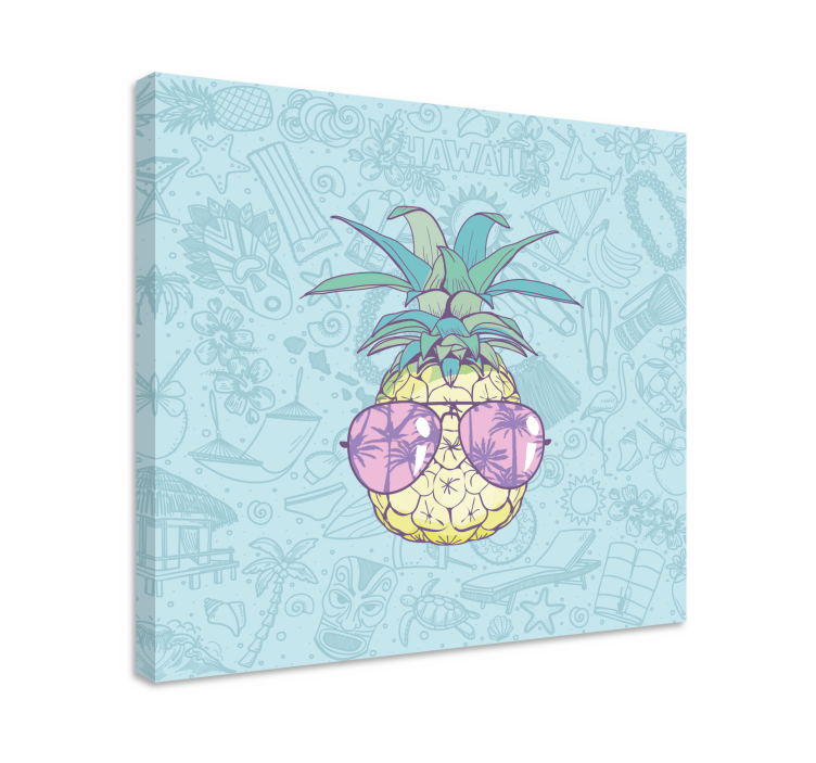Hawaiiansk ananas tecknad moderncanvas tavla - Tenstickers