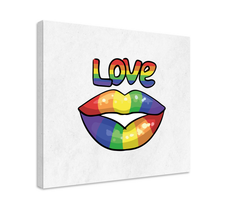 Färgglad pride kiss moderncanvas tavla - Tenstickers