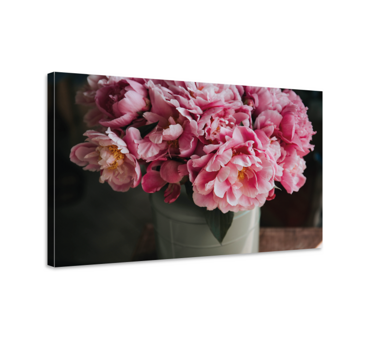 Kanvas blommor och växter rosa pionarrangemang - Tenstickers