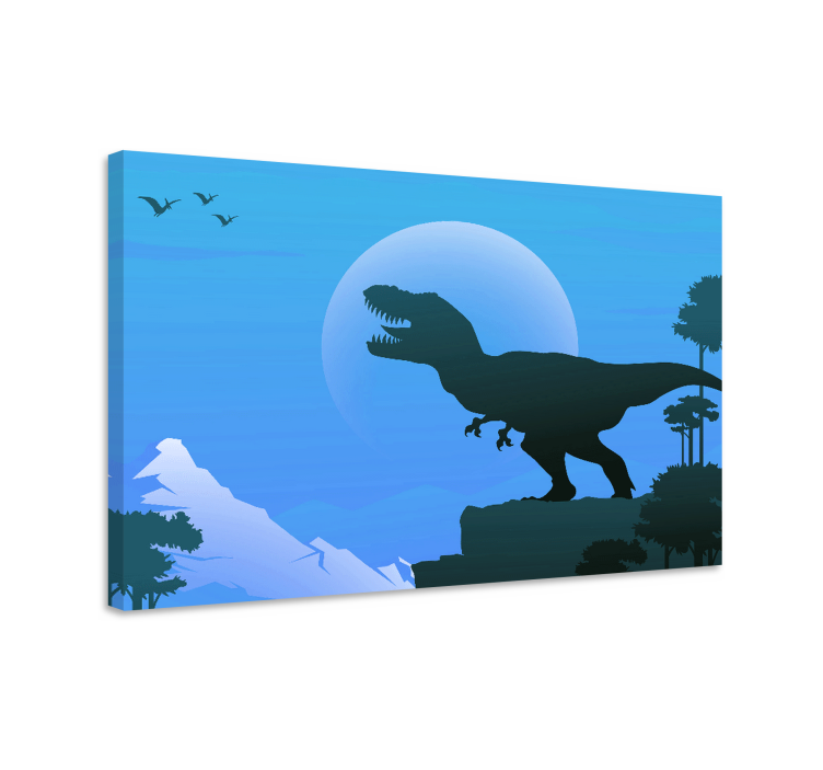 Canvas tavla för arg t-rex rytande dinosaurie - Tenstickers