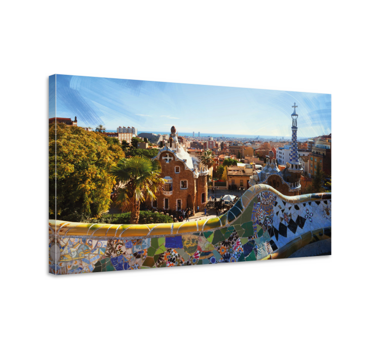 Barcelona utsikt från park guell 3dcanvas tavla - Tenstickers