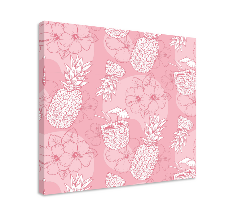 Kanvas blommor och växter ananas hibiskus mönster - Tenstickers