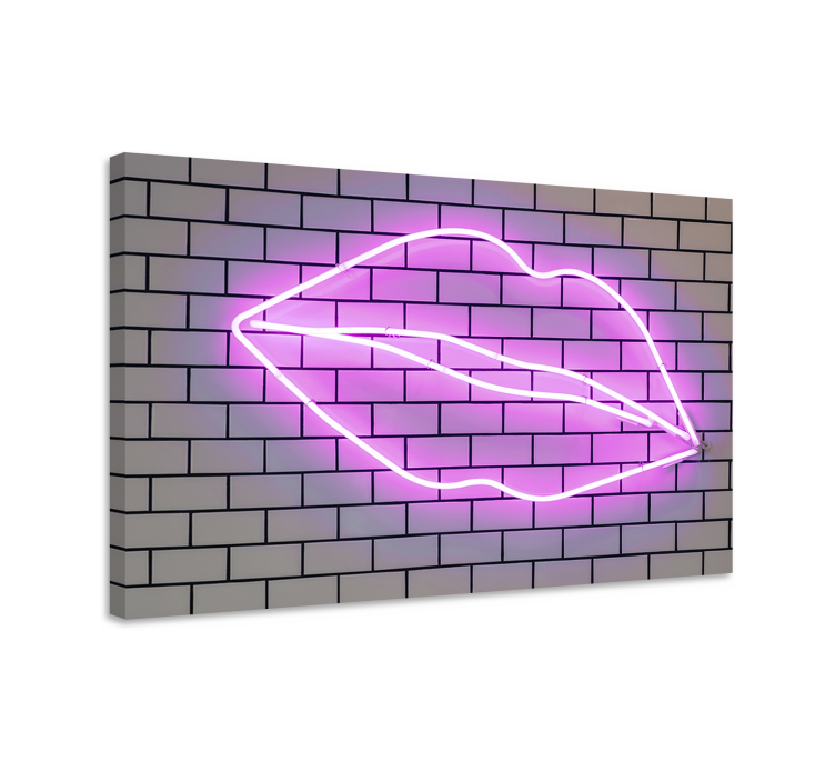 Motiverande kanvas kiss neonskylt - Tenstickers