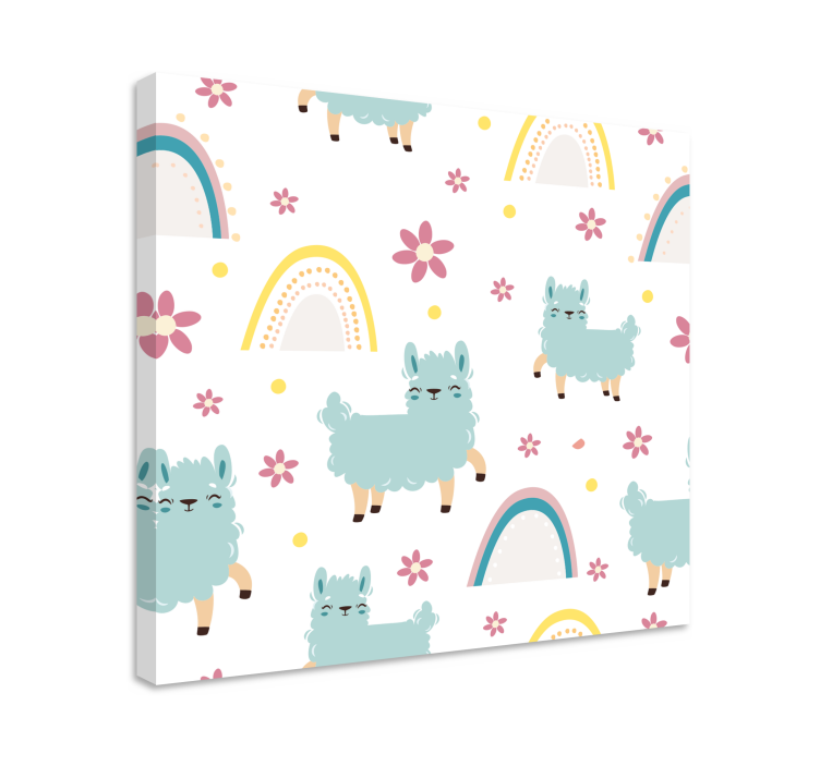 Kanvas djur llama och blommor - Tenstickers