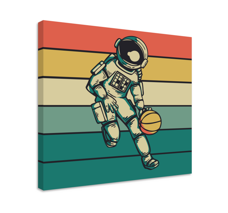 Kanvas sport kosmonaut engagerad i basket - Tenstickers