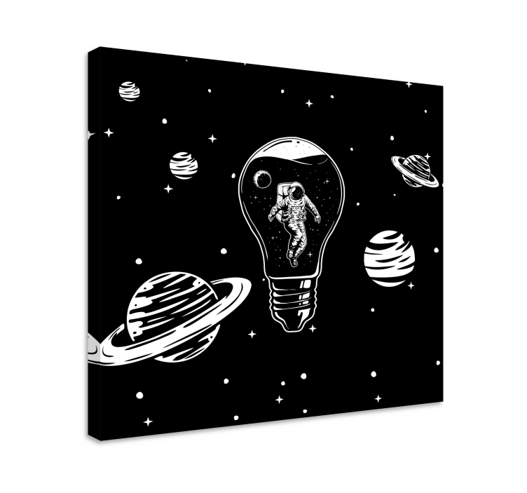 Illustration av astronaut sovrum väggavtryck - Tenstickers