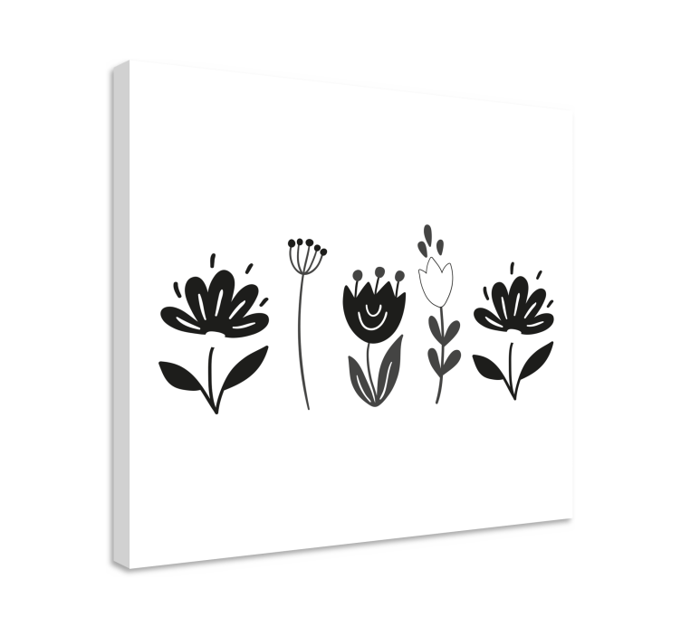 Svartvita blommor blommacanvas tavla - Tenstickers