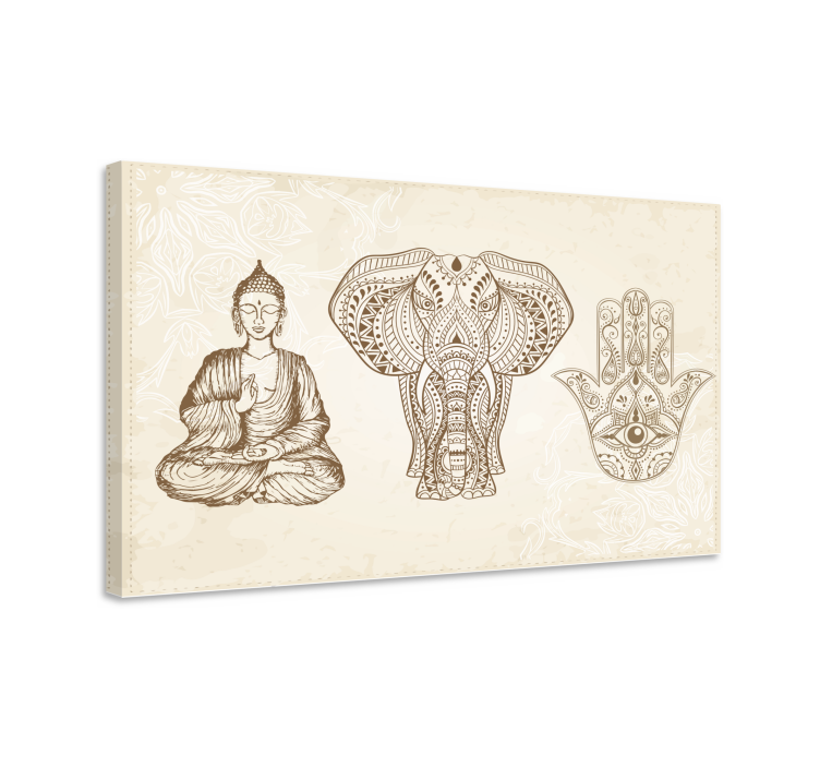 Buddha hamsa hand symbol moderncanvas tavla - Tenstickers