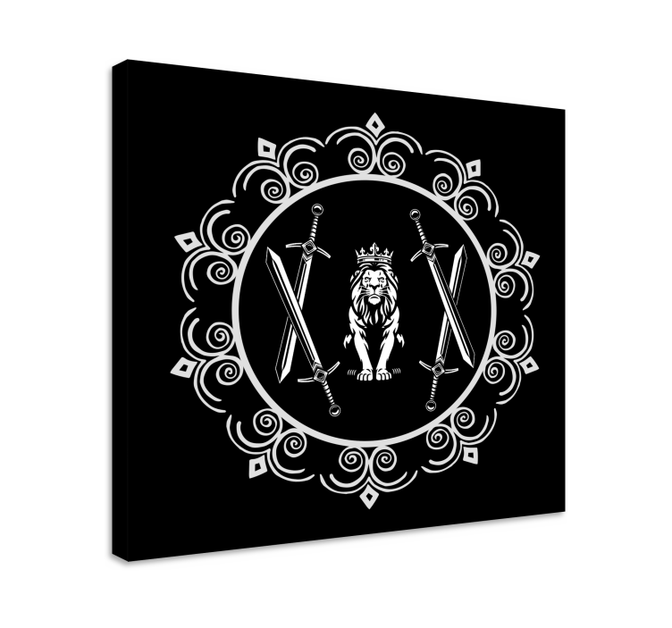 Kanvas träd lejon med svärd - Tenstickers