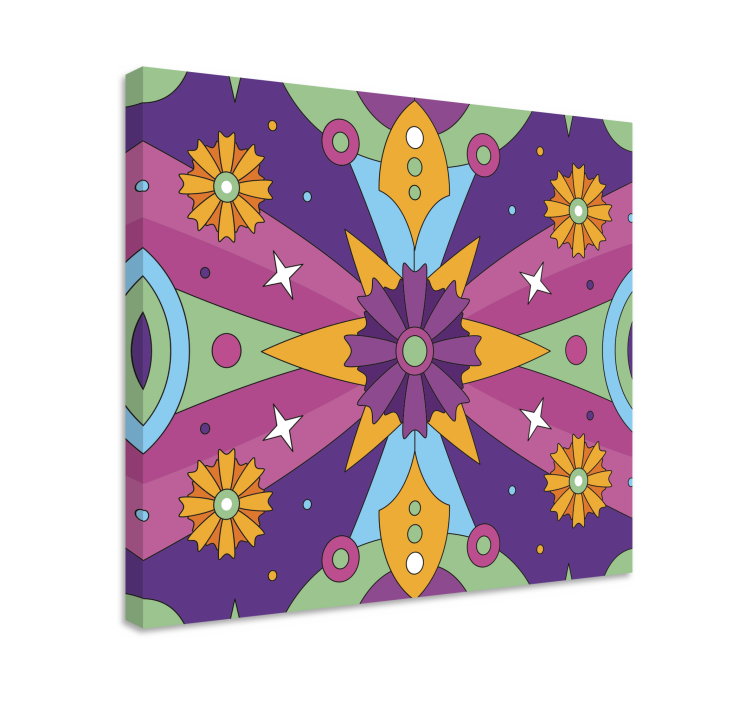 Färgrik psykedelisk design retro canvas - Tenstickers