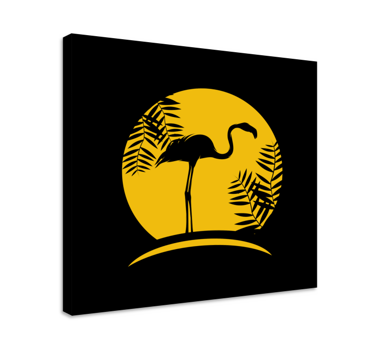 Kanvas fåglar elegant flamingosiluett - Tenstickers