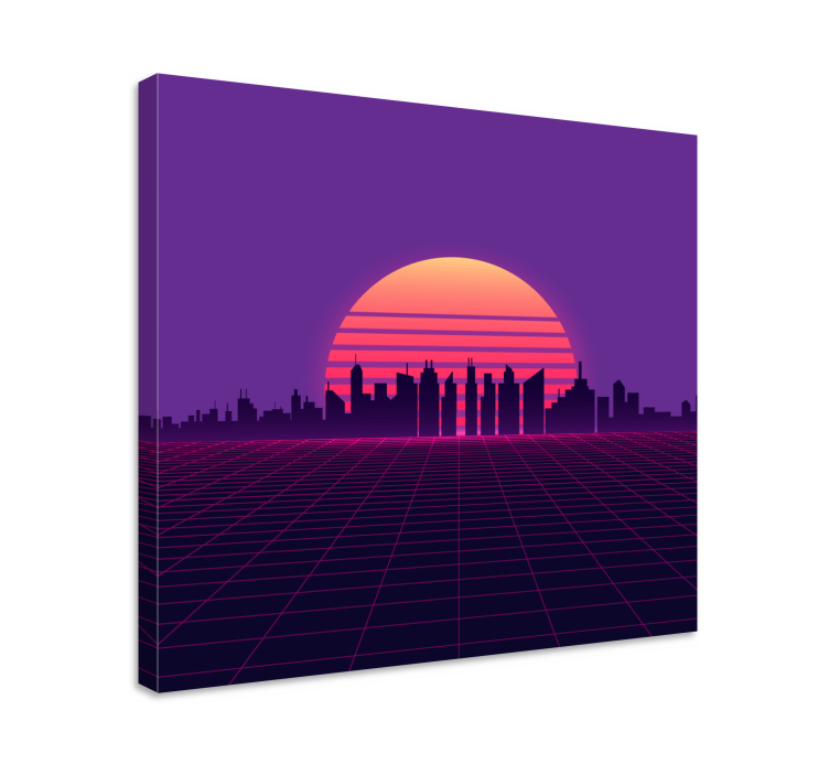 Vaporwave solnedgång 80-tals retro canvas - Tenstickers