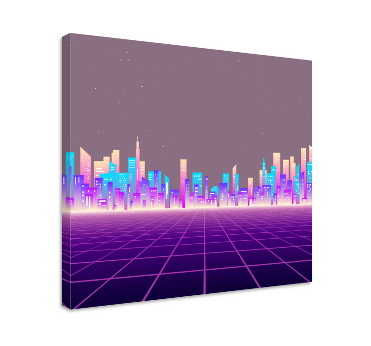 80-tals vaporwave futuristisk stadsretroduk - Tenstickers