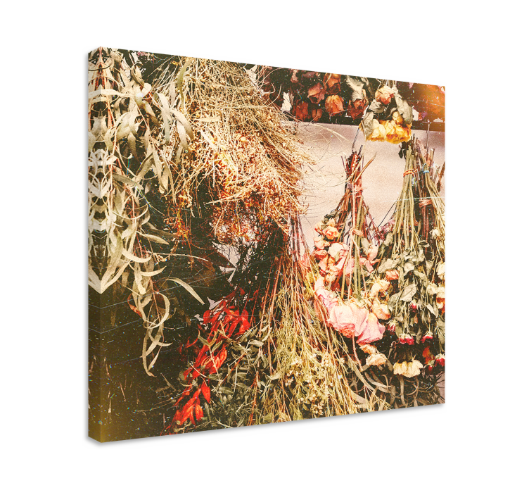 Kanvas blommor och växter torkade blomsterarrangemang - Tenstickers