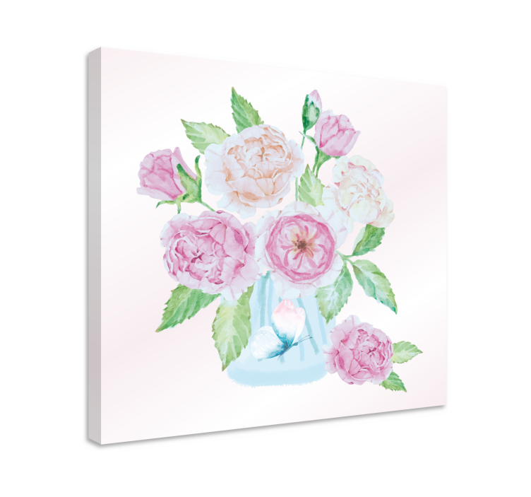 Glasburk med blommor retro canvas - Tenstickers
