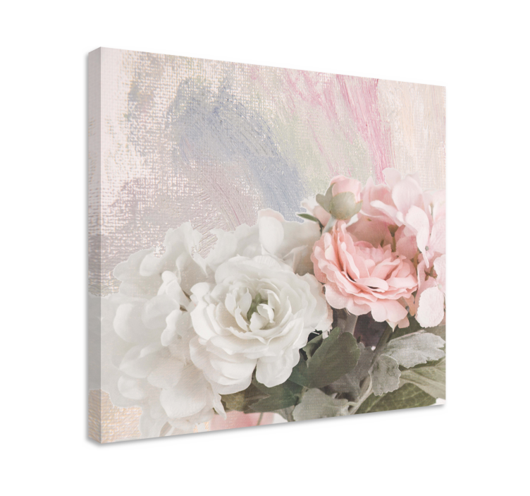 Vita och rosa rosor "shabby chic" retro canvas - Tenstickers