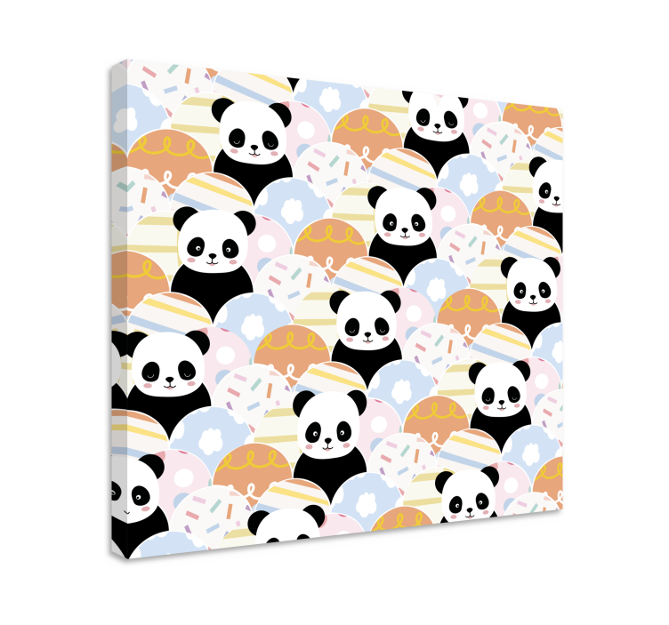 Kanvas djur lekfulla panda mönster - Tenstickers