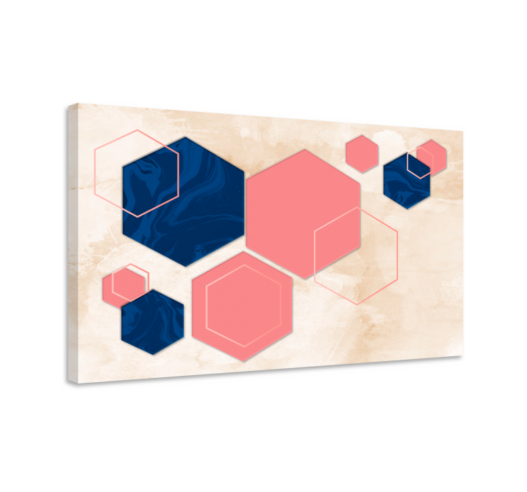 Kanvas geometrisk abstrakta hexagonala former - Tenstickers