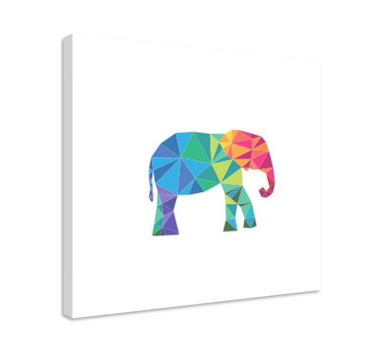 Kanvas elefant färgglad polygonal elefant - Tenstickers