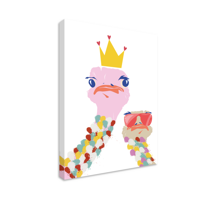 Kanvas djur kronad struts - Tenstickers