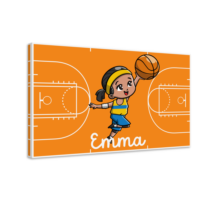 Kanvas barn basketbollspelande flicka - Tenstickers
