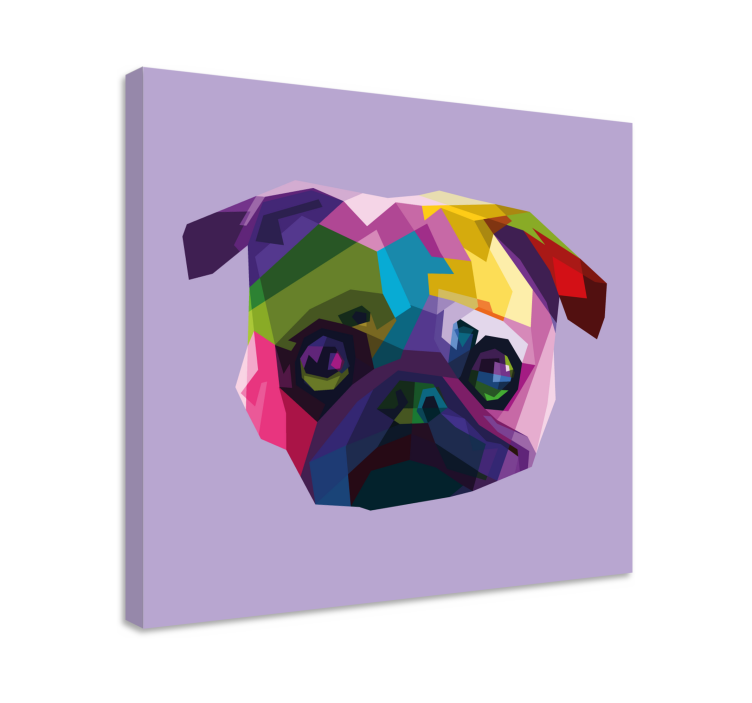 Geometriska-djur mops hund canvastavlor - Tenstickers