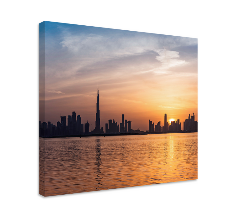 Kanvas städer och länder dubai skyline solnedgång - Tenstickers