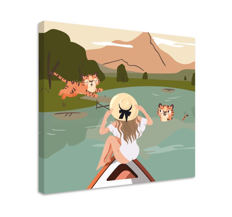 Kanvas djur tigrar i naturen - Tenstickers