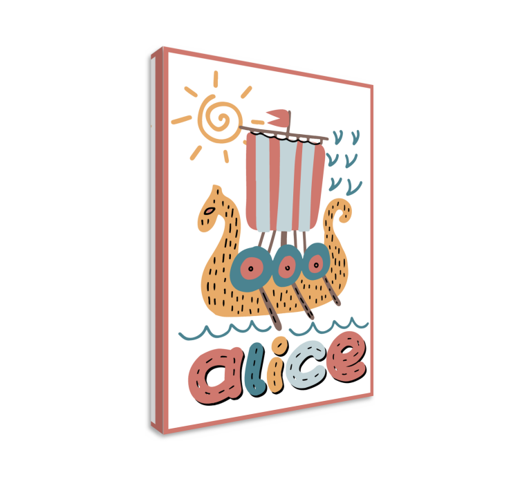 Vikingaskepp personlig canvas - Tenstickers