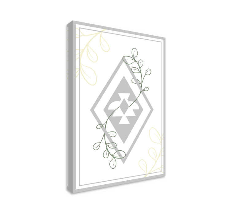 Geometriskt bladmönster Kanvas vardagsrum - Tenstickers